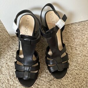 Sole Society Black Strappy Wedge